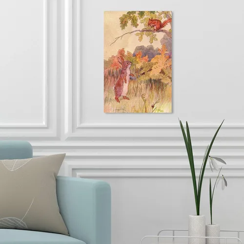 Vista 4 de The Oliver Gal Artist Co. Lienzo decorativo de pared con diseño de animales para la habitación de los niños, The Busy Bunny, decoración