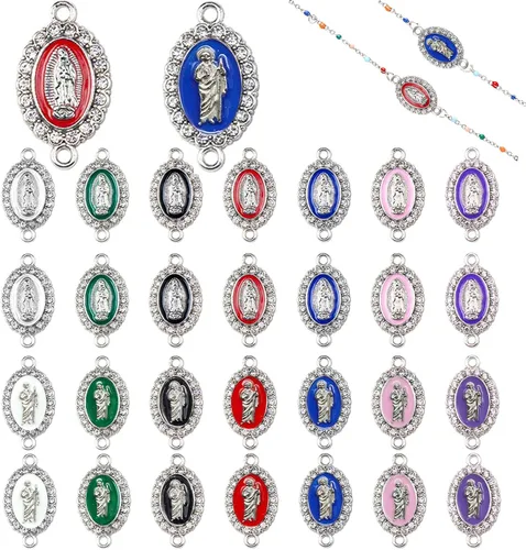 Vista 7 de 20 dijes de Virgen María San Judas para pulseras, cuentas de Virgencita Virgen De Guadalupe, joyería mexicana, colgante de rosario