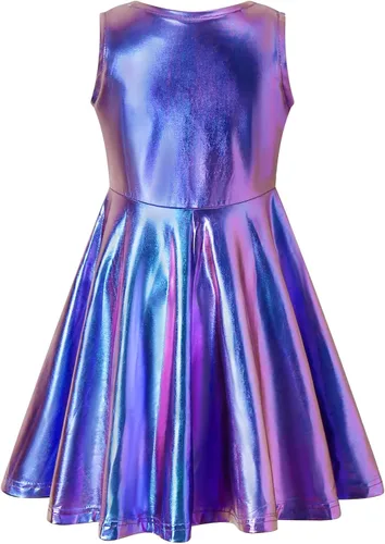 Vista 2 de SUGARETTY Vestido metálico para niñas, vestidos brillantes y brillantes para fiestas