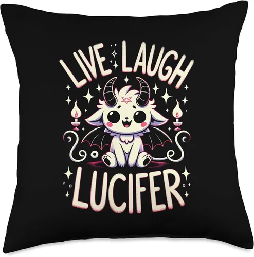 Vista 5 de Live Laugh Lucifer - Funny Devil Satan Statement Live Laugh Lucifer-Funny Humorístico Oculto Lindo Baphomet Juego de palabras almohada de 16 x 16