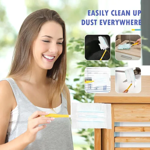 Vista 6 de 30 repuestos de plumero compatibles con plumeros de mango de 180°, reemplazo de plumero multisuperficie resistente de 180° con 1 mango estándar, sin