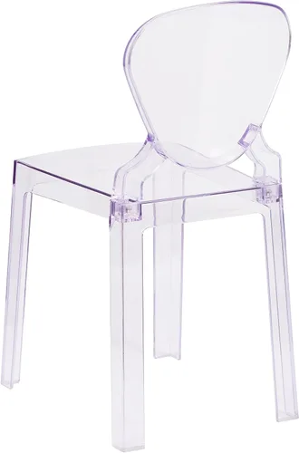 Vista 3 de Flash Furniture Silla Theo Ghost con respaldo de lágrima en cristal transparente