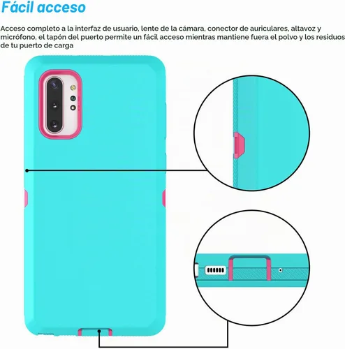 Vista 6 de Funda para Galaxy Note 10 Plus, [protección contra caídas] cuerpo completo, agarre de absorción de polvo, parachoques de plástico TPU de 3 capas