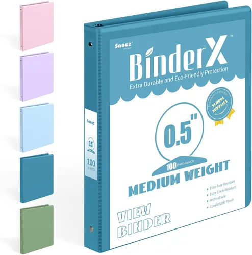 Vista 24 de BinderX - Carpeta de 3 anillos redondos extraduradera de 1 pulgada, se adapta a 175 hojas de papel de 8.5 x 11 pulgadas, cubierta personalizable