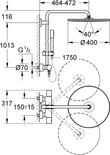 Vista 2 de GROHE 27174001 Termostato de sistema de ducha de lluvia 400