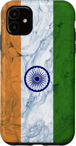 Vista 6 de iPhone 12 mini bandera de la India y fondo elegante - Funda del orgullo indio