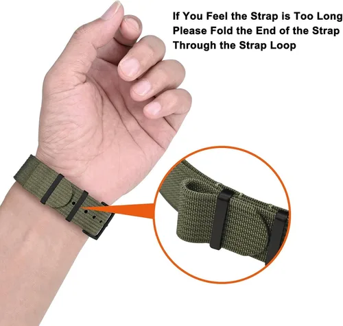 Vista 6 de ANNEFIT - Correa de reloj de nailon de 16mm 18mm 20mm 22mm, correas de reloj militares impermeables de una pieza con hebilla resistente