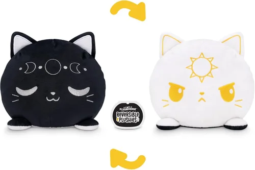 Vista 3 de TeeTurtle - Peluche reversible de gato con sol y luna de 6 pulgadas
