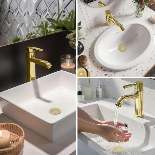 Vista 9 de Hibbent Colador de drenaje de lavabo de baño 3 en 1 mejorado, tapón universal desplegable con cesta de filtro de acero inoxidable extraíble atrapa
