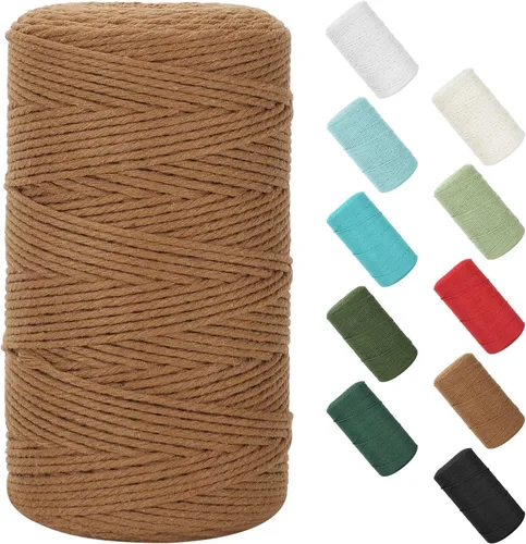 Vista 146 de Cuerda de macramé de 0.079 in x 220 yardas (656 pies), cuerda de algodón natural para colgar en la pared, ganchos de plantas, manualidades Verde