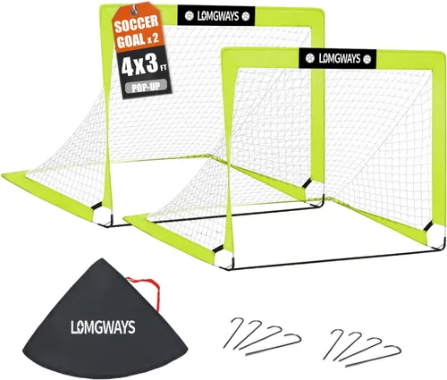 Vista 15 de LOMGWAYS Portería de fútbol – Red plegable para niños y jóvenes – Portería de fútbol interior + exterior con bolsa de transporte – Fácil instalación