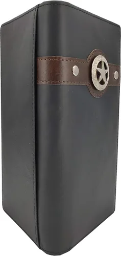 Vista 5 de Janhooya Cartera vaquera occidental con bloqueo RFID para hombre Negro Star Black Cartera RFID
