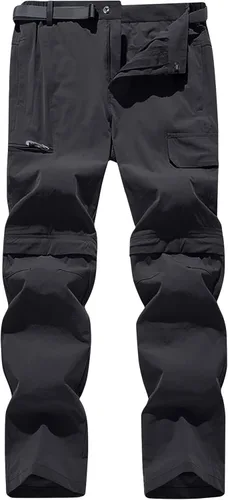 Vista 5 de Pantalones de senderismo convertibles para hombre, ligeros, con cremallera, transpirables, pantalones cargo casuales para exteriores, pesca, safari