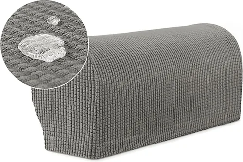 Vista 10 de 1 par de fundas elásticas para reposabrazos de sofá, fundas lavables para sillón, extraíbles a prueba de polvo, protector de sofá para brazos, Negro