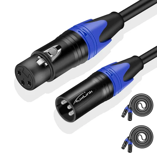 Vista 10 de Cable XLR, cables de micrófono de 1.5 pies, cable XLR corto macho a hembra de 3 pines adecuado para sistemas de altavoces, estación de radio
