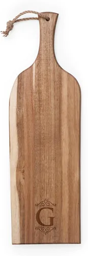 Vista 12 de PICNIC TIME Monogram - A - Tabla de embutidos de acacia personalizada de 24 pulgadas con borde de madera cruda, tabla de queso, plato para servir