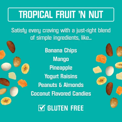 Vista 3 de Kar's Nuts Tropical Fruit 'N Nut Trail Mix, bolsa resellable de 28 onzas (paquete de 1), mezcla de aperitivos sin gluten