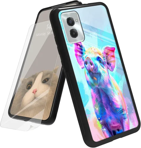 Vista 35 de Funda para Motorola Moto G Play 4G 2024 con protector de pantalla, parte trasera de vidrio templado + funda de silicona suave TPU absorción
