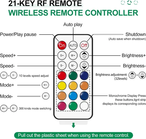 Vista 4 de RGBZONE Controlador LED USB de 5 V CC, control remoto inalámbrico RF de 21 teclas, controlador LED de 3 pines de 3.3 ft/3.3 pies, 5V WS2812 WS2811