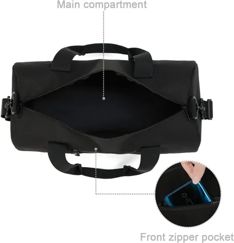 Vista 4 de Pequeña bolsa de gimnasio para mujeres y hombres, bolsa de deporte de fitness, bolsa de entrenamiento ajustable, correa de hombro desmontable