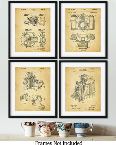 Vista 2 de Govivo Patente de cámara antigua: un conjunto de cuatro patentes de equipos de fotografía para decoración de pared impresiones con fondos sepia