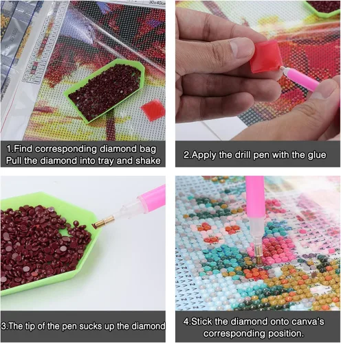 Vista 6 de abcGoodefg Kit de pinturas de arte de diamantes, 6 paquetes, kits de arte de diamantes 5D para adultos, juego de paisaje, pintura redonda de taladro