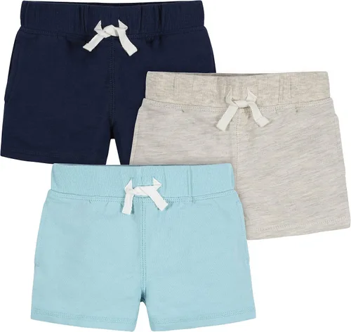 Vista 9 de Gerber Paquete de 3 pantalones cortos de punto para bebés y niños pequeños Azul