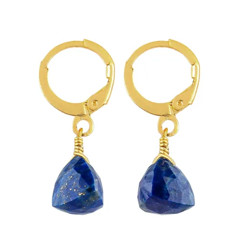 Vista 28 de Aretes de aro de cristal afganita natural Piedras afganas de alto grado Aretes chapados en plata Gota lisa Joyas de piedras preciosas hechas