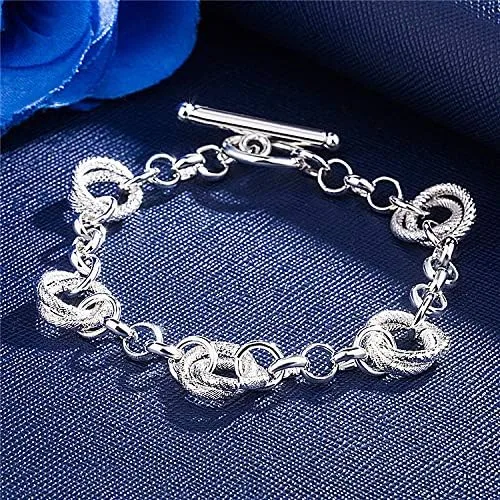 Vista 2 de Audofihy Pulseras con dijes para mujer, pulseras de plata de ley para mujer