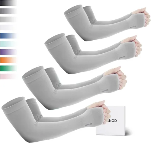 Vista 19 de GOUNOD Mangas de enfriamiento con protección solar para los brazos con orificios para el pulgar, jardinería, deportes al aire libre, entrenamiento