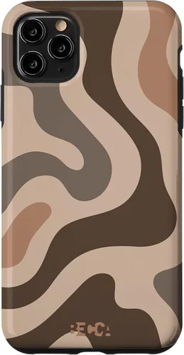 Vista 4 de iPhone 12 mini Retro líquido remolino Groovy café latte patrón marrón caja del teléfono