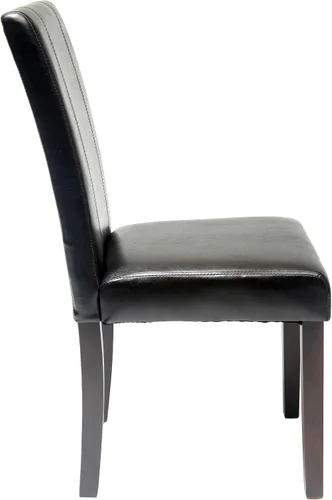 Vista 6 de Silla Parson de madera maciza con almohadilla de cuero, estilo urbano, juego de 2 unidades, de Roundhill, Madera, Negro