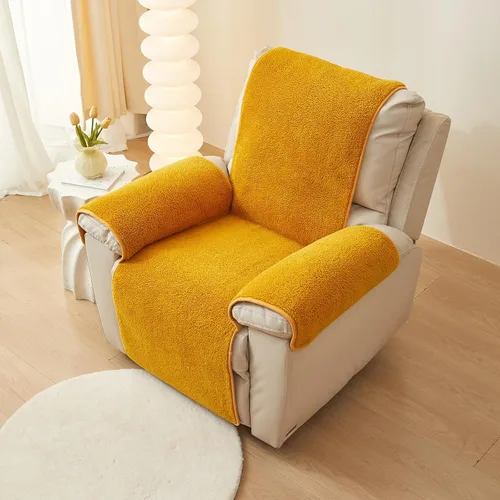 Vista 12 de vctops Funda para silla reclinable de vellón sherpa, súper suave y cálida, protector de muebles antideslizante, lavable, funda para silla reclinable
