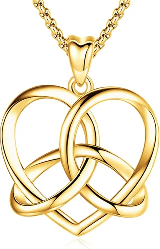 Vista 34 de Collar de pentagrama de plata de ley con triple luna, diosa celta, nudo celta, nudo de brujas, Ankh, sol y luna, Hécate, lilith, Santa Muerte