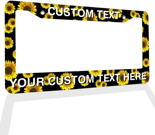 Vista 13 de Marcos de Matrícula con Cualquier Texto - Marco de Placa con Tu Mensaje Personalizado, Marco de Matrícula Personalizado con Nombre, Monograma, Logo