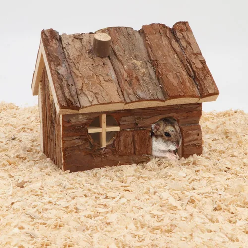 Vista 6 de Wontee Hamster Wood House - Cabaña escondida para hámsteres enanos, ratones, jerbos pequeños (pequeño)