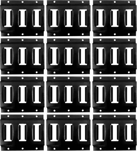 Vista 12 de Paquete de 10 rieles E de 2 pies con sistema de amarre resistente con recubrimiento en polvo, color negro