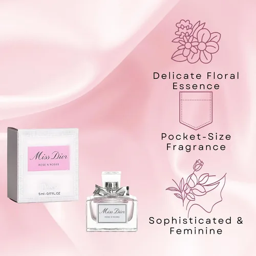 Vista 4 de Dior Miss Rose N' Roses - Perfume para mujer, mini EDT Splash, 0.17 onzas