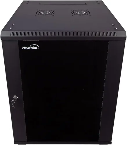 Vista 11 de NavePoint 6U gabinete de servidor para montaje en pared con estantes y puerta de vidrio con llave, incluye 2 ventiladores, paneles laterales