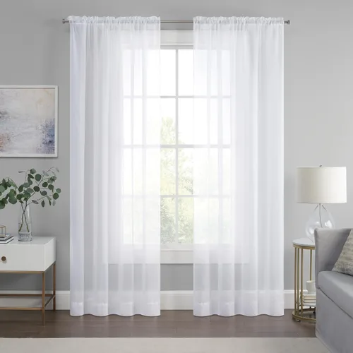 Vista 13 de Eclipse Livia - Cortina transparente con bolsillo para barra, 59 x 63 pulgadas, color negro