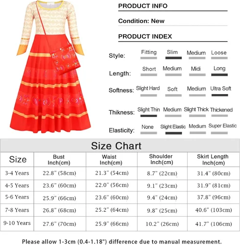 Vista 7 de WonderBabe Encanto Dress for Girls Mirabel Isabella Dolores Costume Princess Dress Cosplay Birthday Halloween Outfits