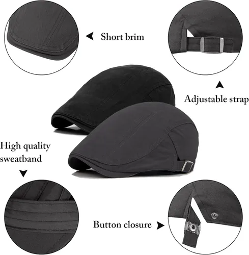 Vista 2 de 2 unidades de gorras planas de algodón para hombre Ivy Gatsby Newsboy, sombrero de caza
