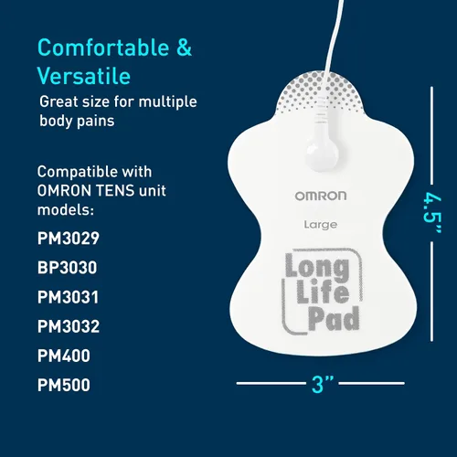 Vista 6 de OMRON Almohadillas de larga duración para unidad TENS OMRON (PMLLPAD-L) - Almohadillas grandes para estimulador muscular eléctrico - Diseñadas