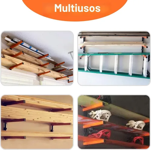 Vista 5 de Ultrawall Organizador de madera de montaje en pared y estante de metal para almacenamiento de madera con 3 niveles