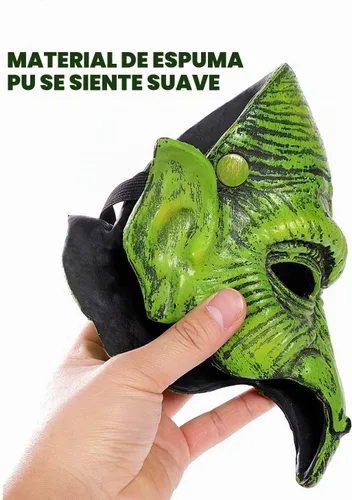Vista 6 de Máscara de bruja vieja para mascarada, duende de espuma de media cara, máscara de hechicera de nariz de águila para disfraz de cosplay