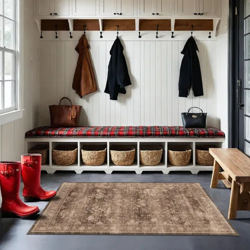 Vista 201 de Hazo Haus – Alfombra pequeña para entrada, cocina o baño, antideslizante con base de goma, resistente a las manchas y a la decoloración, diseño