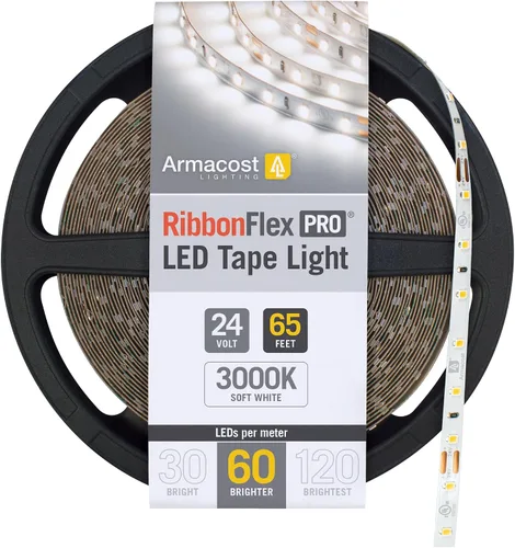 Vista 48 de Armacost Lighting RibbonFlex Pro 136230 - Tira de luces LED blancas de 24 V, 120 LED/m, 2700K, 16.4 pies