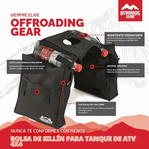 Vista 3 de Offroading Gear Bolsa de sillín trasera y delantera impermeable 4x4 Con dos compartimentos Ideal para ATV UTV Moto Quad Motocicleta Etc.