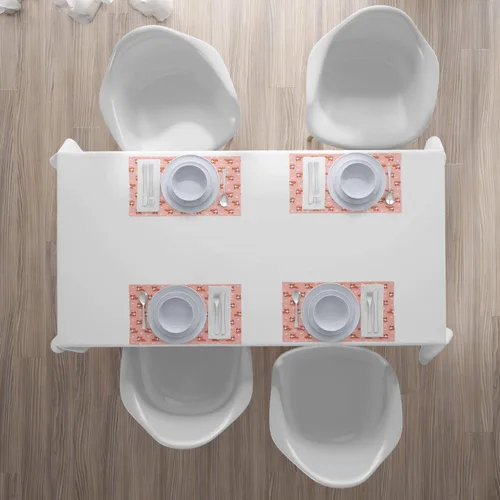 Vista 3 de Ambesonne Dog Lover - Juego de 4 manteles individuales de tela lavable para mesa de comedor, tamaño estándar, diseño de Corgi saltando y corriendo