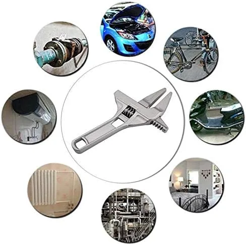 Vista 9 de Llave ajustable, llave de baño de apertura grande de 0.630-2.677 in de boca ancha, llave de aleación de aluminio, herramienta de mano de tuerca